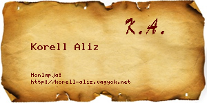 Korell Aliz névjegykártya
